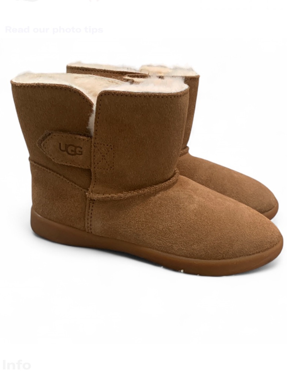 UGG Keelan Kids Sherpa Lined Short Boot in Chestnut Suede